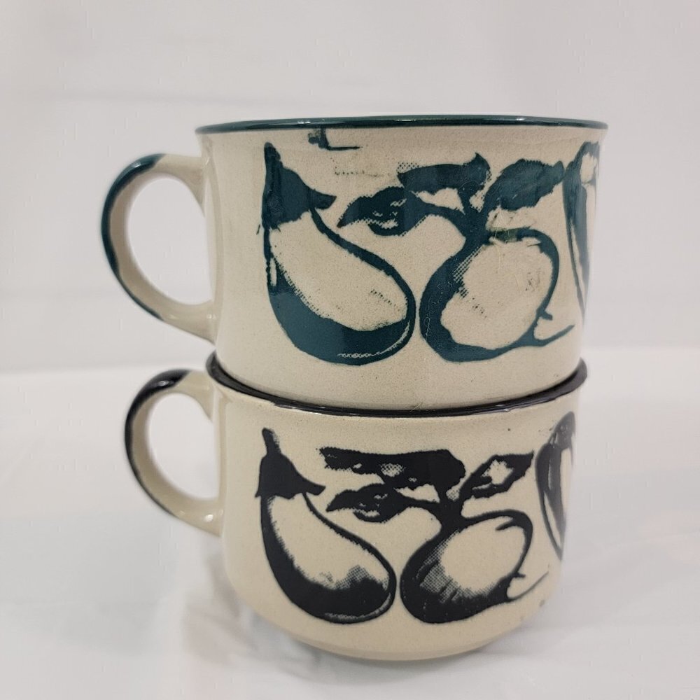 Stackable Soup Mugs - Stoneware Vegetable Soup Stew Chili 16 Oz Mugs – Set of 2